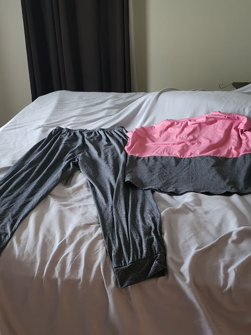 Women’s Gray Jogger Sweatpants with Pink Accent Top